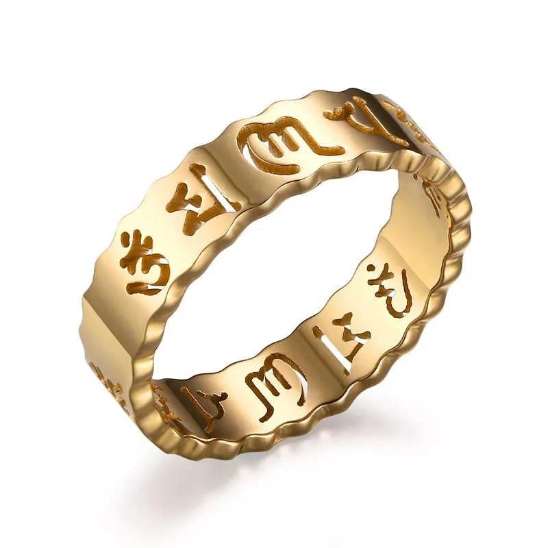 Трендовое винтажное буддийское кольцо серебряное/золотое/розовое Золотое из