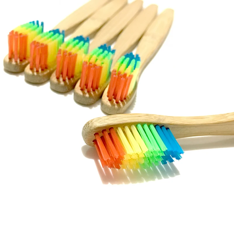 

5Pcs Colorful Wooden Rainbow Bamboo Toothbrush Soft Head Bristle Family Oral Care Ground Brush Your Teeth