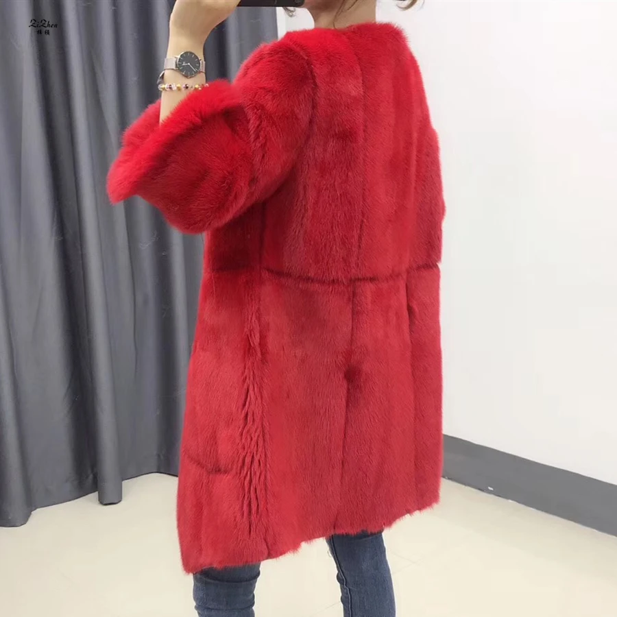 ZiZhen Real Mink Fur Genuine Leather Double-faced Solid Coats Reversible Winter Women's Pockets Cuff furcoat190617-1 | Женская