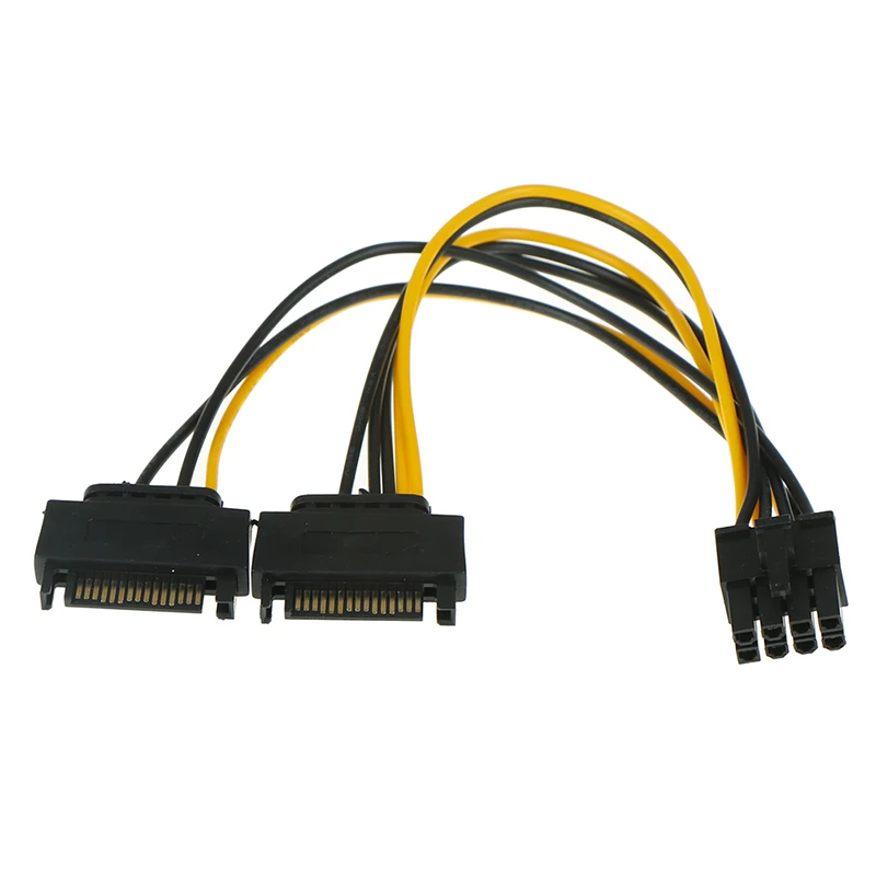 20 см 1 в 2 папа 15Pin к 8Pin SATA кабель двойной питания 15P 8P видеокарта 18AWG разъем провода