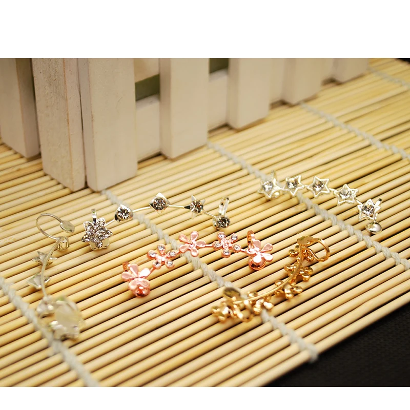 Модные хрустальные серьги-гвоздики с цветком и звездами для женщин девочек на