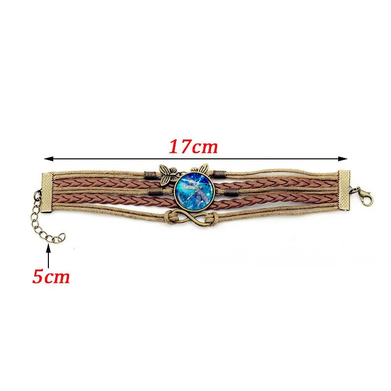 Handmade Leather Bracelet Bangle New 2019 Simple Fashion Psychedelic Dragonfly Time Gem Vintage Butterfly Jewelry Accessories | Украшения и