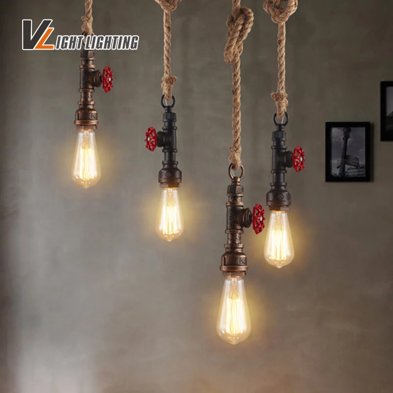 Винтажный подвесной светильник в стиле лофт веревка для водопроводной трубы