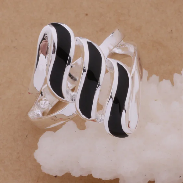Кольцо AR176 модное серебряное с черными перьями/ajtajbaa aknajbua|jewelry epoxy|jewelry alloyjewelry storage