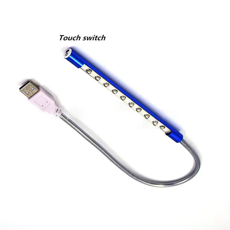 LumiParty 10 LED Touch Switch Lamp Portable USB Stick Light with Bendable Cord Eye Protection Desk for Laptop Decoration | Лампы и