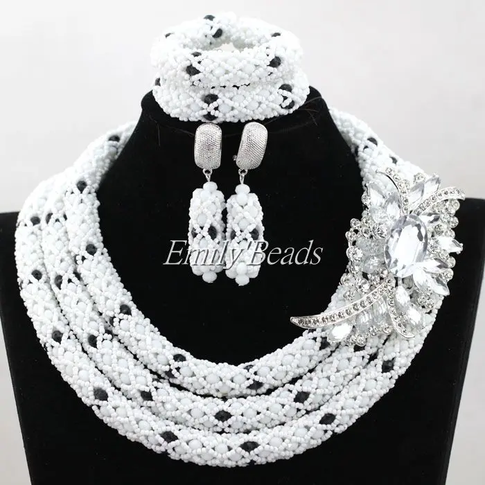 Модный черный свадебный комплект ювелирных изделий из бисера в нигерийском