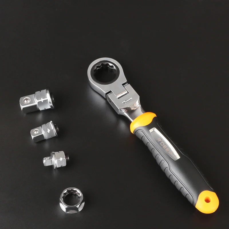 Набор гаечных ключей с трещоткой регулируемый гаечный ключ адаптером для гнезда