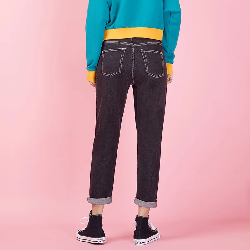 LEIJIJEANS новинка брюки талия низкая эластичная свободные Харлан длинные джинсы