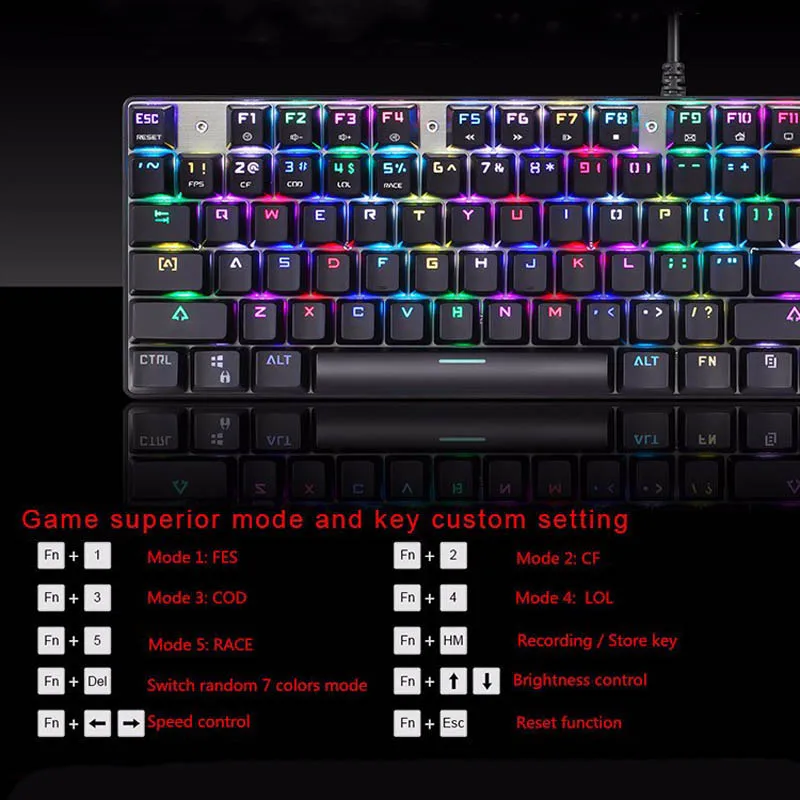 RGB Механическая Проводная игровая клавиатура оптическая мышь комбо со