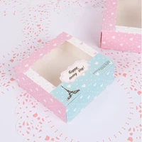 free shipping polka dot decoration 4 cupcake box transparent window pattern cake dessert packing box bakery package supply favor