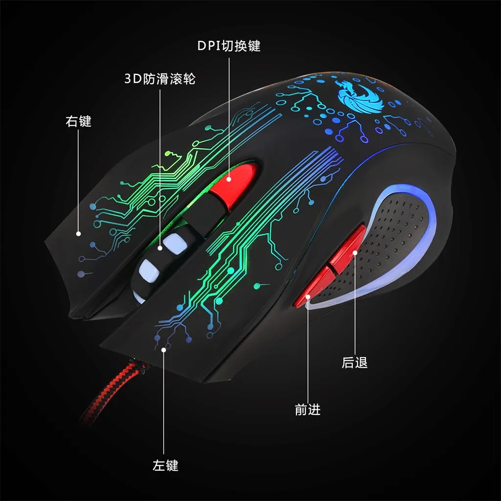 Игровая клавиатура+ мышь, мультимедиа, 3 цвета, светодиодный, светящийся, USB, с подсветкой, проводной ноутбук, русская/английская клавиатура, USB, Teclado, PC Gamer