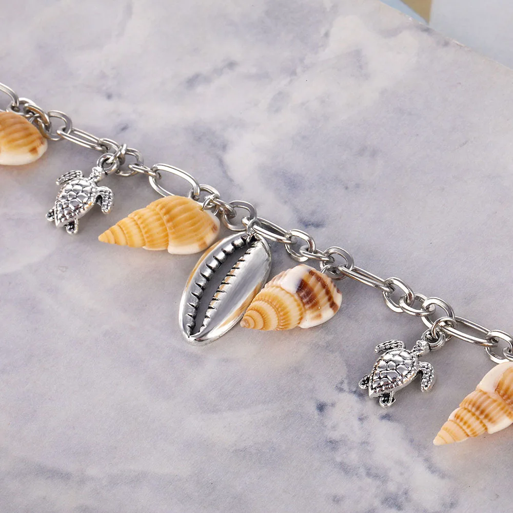 Женский винтажный браслет FAMSHIN подвеска в виде ракушек на щиколотке богемном