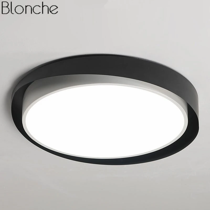 black and white Современные светодиодные потолочные лампы для гостиной, спальни, лампа, скандинавский круглый потолочный светильник, домашний художественный декор, кухонный светильник, светильник - Цвет корпуса: black and white