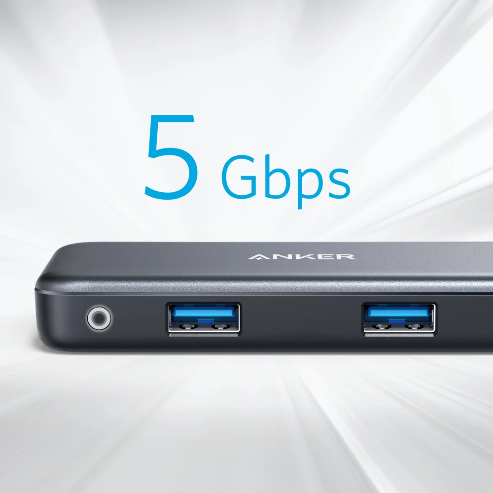 Anker USB C концентратор USB, 5 в 1 взаимный обмен данными между компьютером и периферийными устройствами с адаптером и 4K кабель-Переходник USB C на HDMI, светодиодный дисплей, SD/TF Card Reader устройство чтения карт, с 2 портами(стандарт 3,0 Порты для MacBook Pro, Chromebook и многое другое