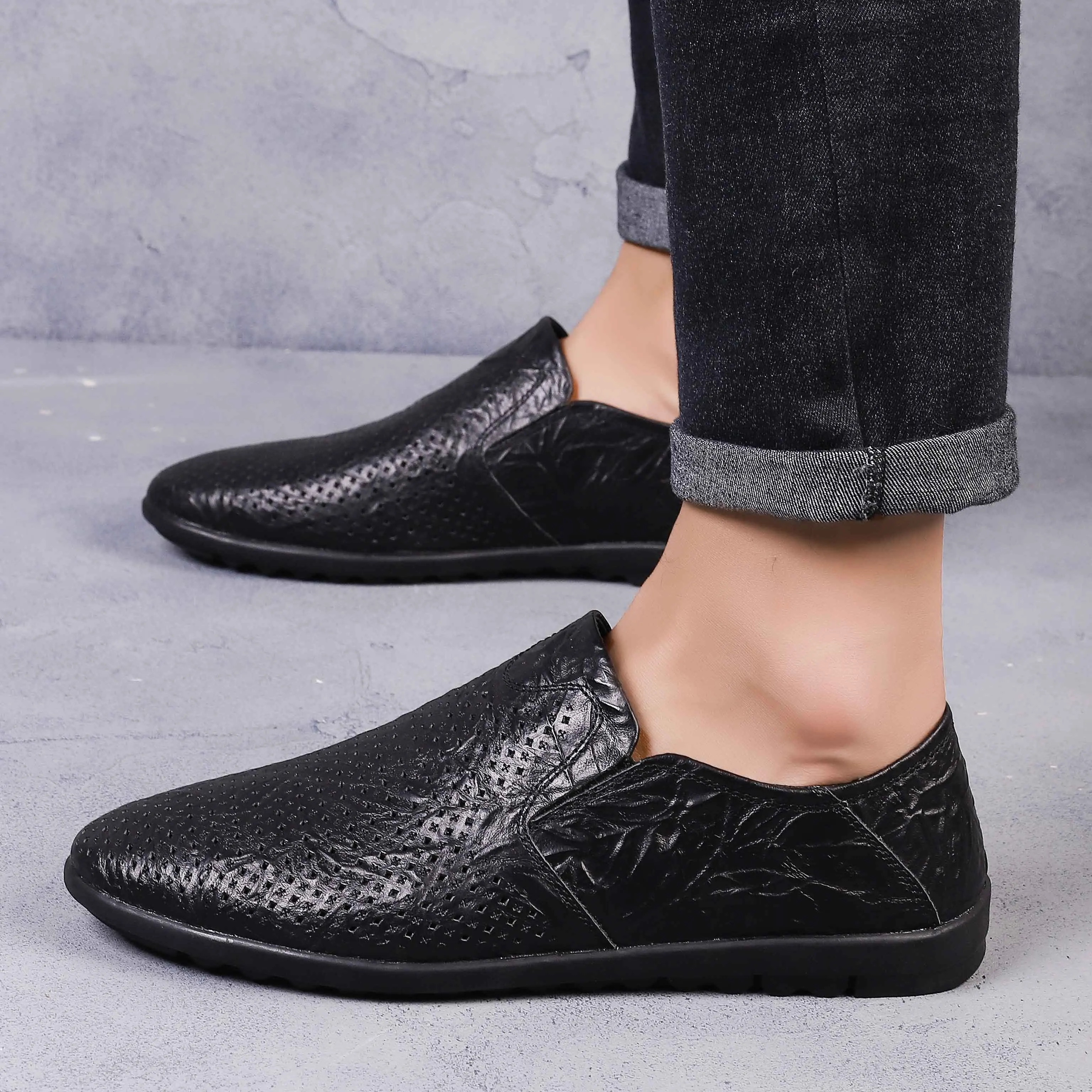 Men casual Shoes outdoor Comfortable leather driving loafer fashion moccasins Male Flat Sneakers men big size 47 L5 | Обувь