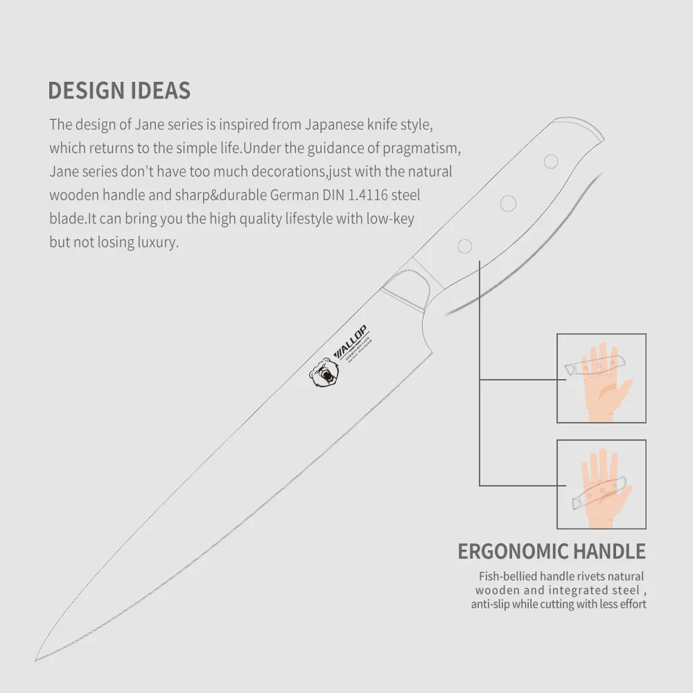 Wallop нож для резьбы по дереву-немецкий Кливер из нержавеющей стали HC сашими