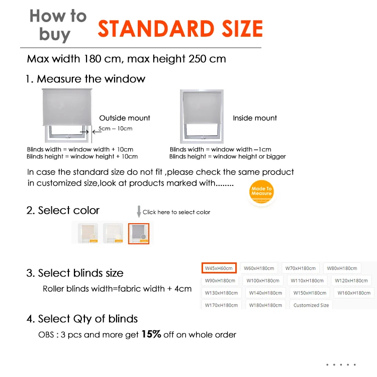 

SCHRLING Sunscreen Fabric Roller Blinds On Windows For living Room Bedroom need to drill Install 28mm alum tube with top front