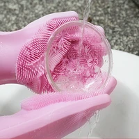 magic silicone rubber cleaning gloves dishwashing artifact kitchen anti slip silicone scrubbing gloves household cleaning brush