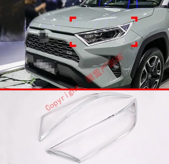 

ABS Chrome Headlight Lamp Cover Trim For Toyota Rav4 2019 2020
