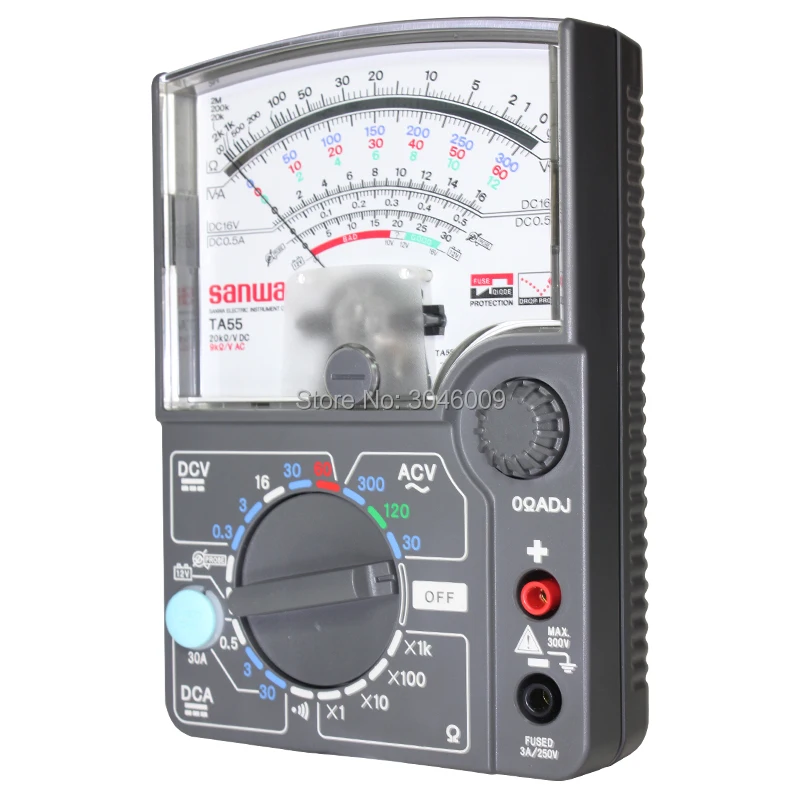 Sanwa TA55 аналоговый мульти тест ers, многофункциональный/мульти-диапазон Указатель мультиметр ВКЛ-ВЫКЛ звуковой сигнал 30A DC ток тест