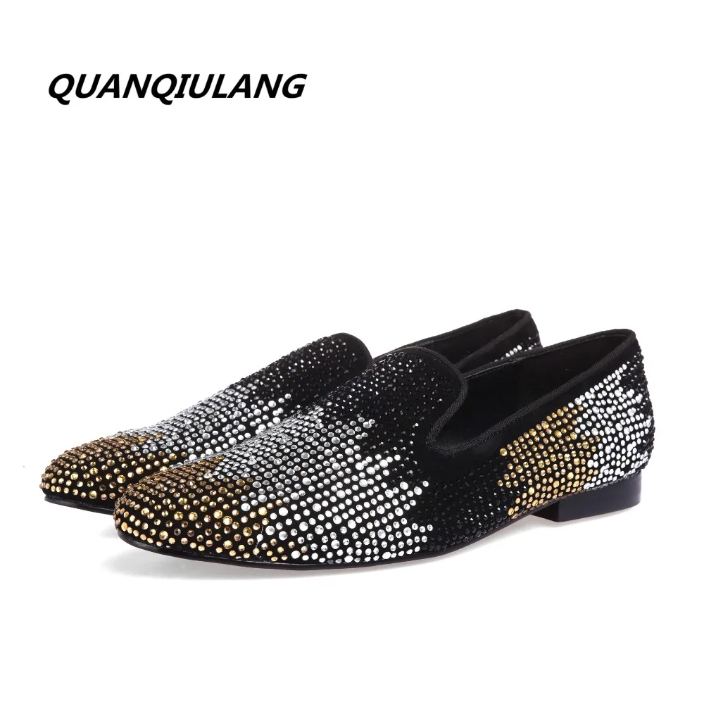 Новинка 2017 года дизайнерские красные туфли обувь золотистого цвета со стразами