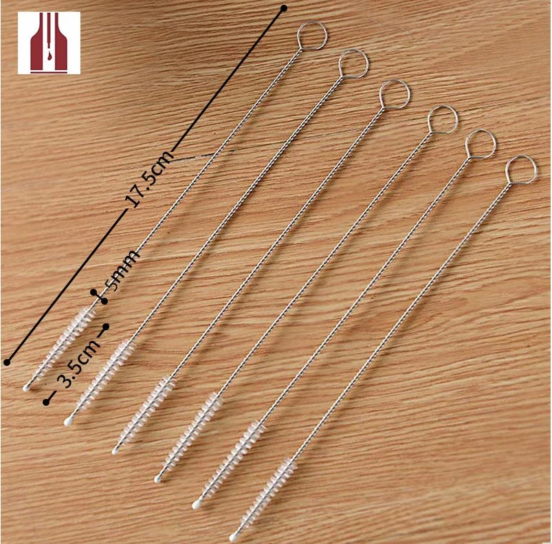 Free shipping 100pcs/lot Straw brush nylon catheter stainless steel straw 17.5cm fit for 5mm or 6mm diameter straws | Дом и сад