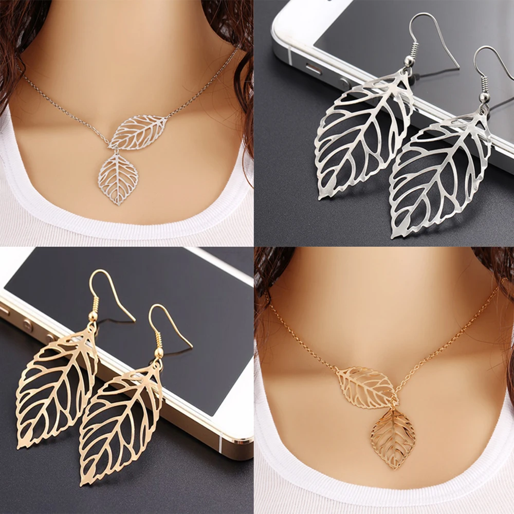 KUNIU Винтажные Ювелирные изделия в наборе старинные листья крюк полые Висячие