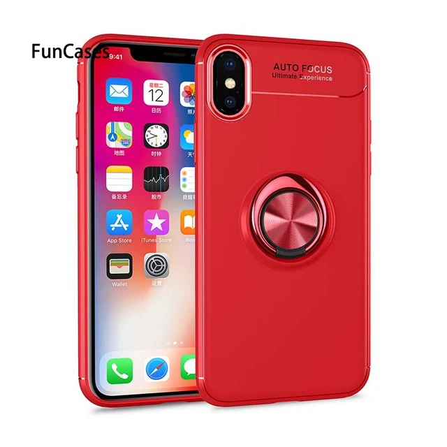 red Чехол s для iPhone Xs Max XR Xs 8 7 6 6S Plus чехол s Тонкий палец кольцо держатель чехол для iPhone 5 5S SE Невидимый кронштейн Стенд оболочка - Цвет: red
