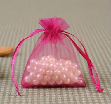 Новинка,, 5x7 см, 7x9, 9x12, 10x15 см, 50 шт., сумки из органзы для конфет, подарочная упаковка для ювелирных изделий, упаковка для свадебного подарка и сумки - Цвет: Rose Red