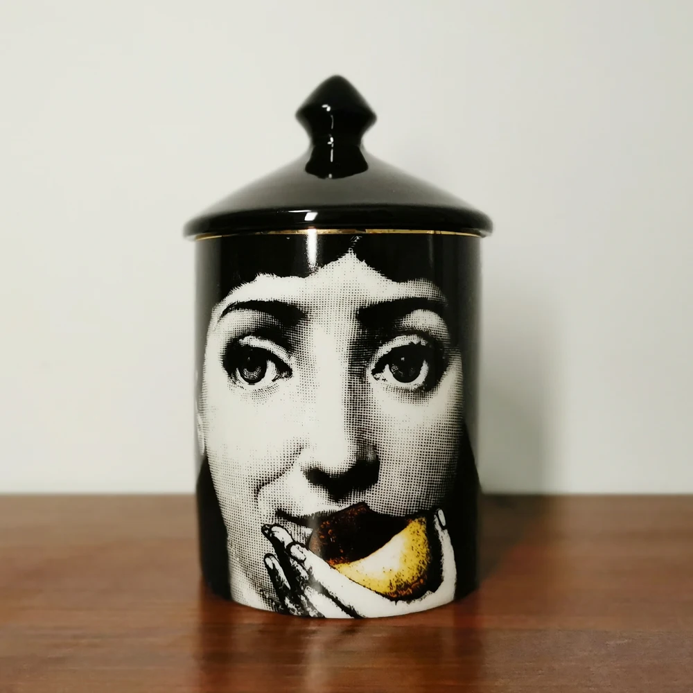 Классический подсвечник Fornasetti с черной крышкой керамический контейнер для хранения художественный подсвечник ретро корзины ручной работы для хранения баночек домашний декор