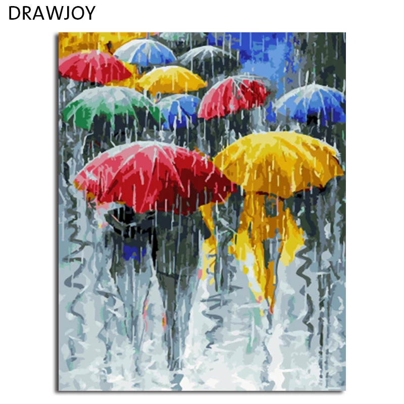 DRAWJOY пейзаж в рамке живопись и каллиграфия DIY Цифровая живопись по номерам домашний декор для гостиной стены