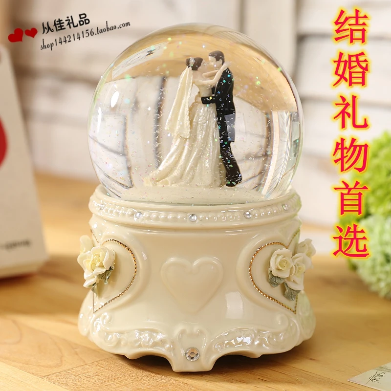 Музыкальная шкатулка вращающийся Снежный хрустальный шар свадебный подарок для