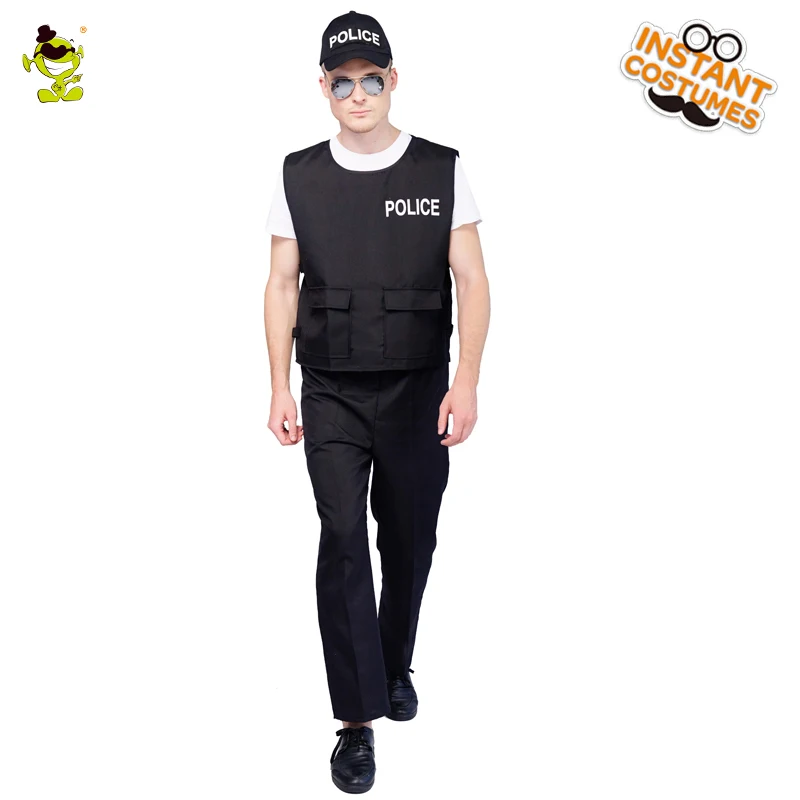Мужские карьерные полицейские костюмы на Хэллоуин нарядное платье черный