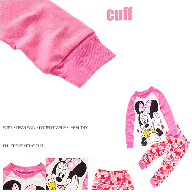 Детская одежда хлопковые пижамы с рисунком Минни для маленьких девочек на весну