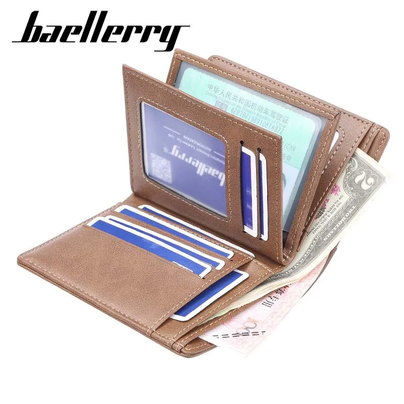 Мужские кошельки baellerry 11 короткие кожаные однотонные портмоне с отделением для
