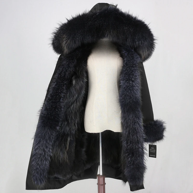 OFTBUY X-long Parka, водонепроницаемая тканевая зимняя куртка, Женское пальто с натуральным мехом енота, меховой воротник, капюшон, Лисий мех, съемная подкладка