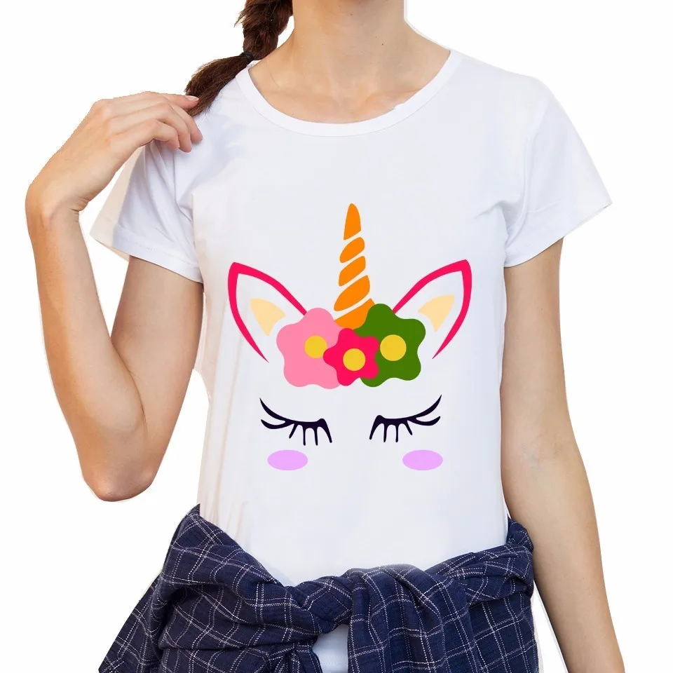 Футболка с единорогом для женщин 2017 Kawaii Новая женская футболка Harajuku tumblr забавная