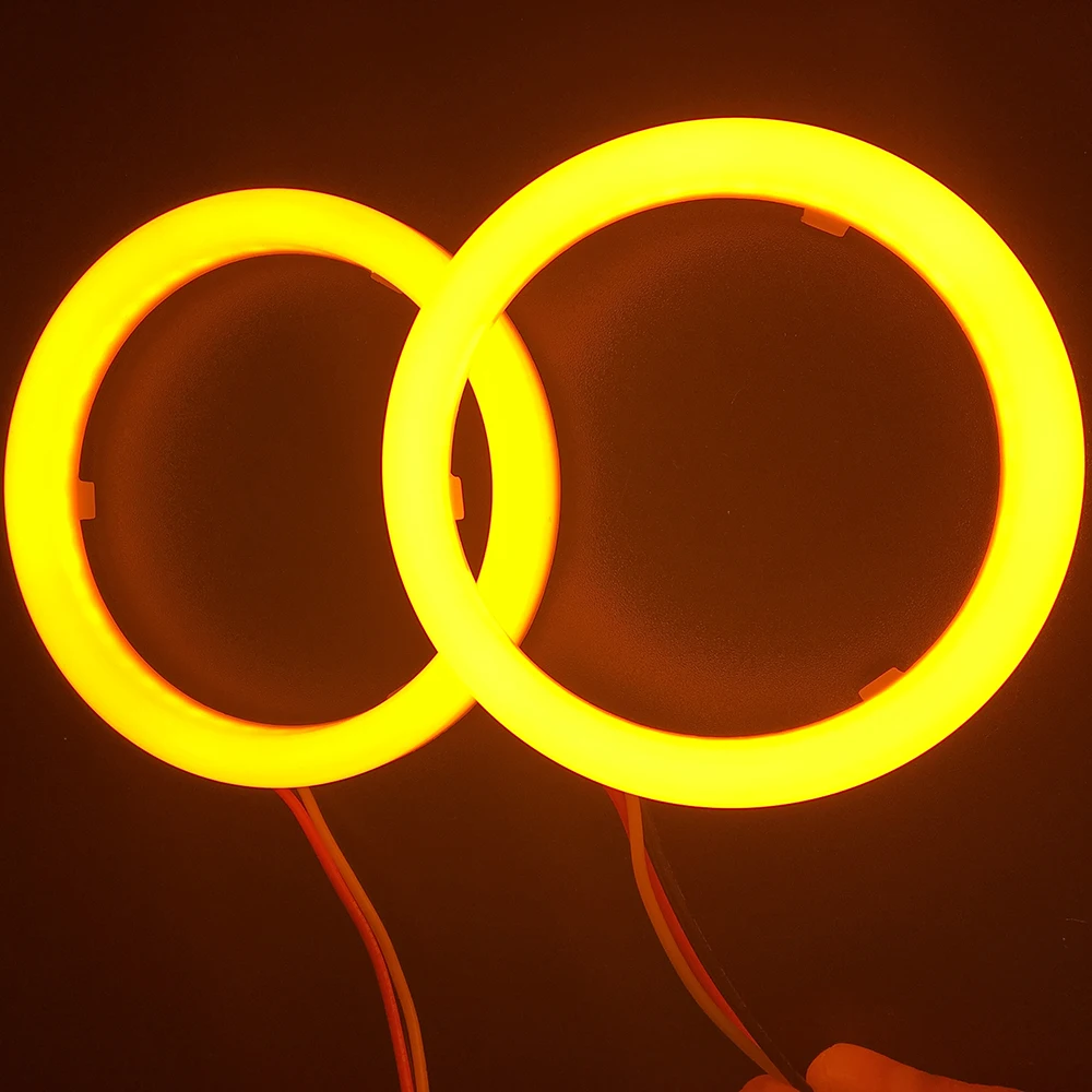 2 шт./компл. 80 мм авто Halo кольца Ангел глаз 80 мм 12V 24V фар 3020SMD мотоцикл белый+ желтый Цвет автомобиль Ангельские глазки