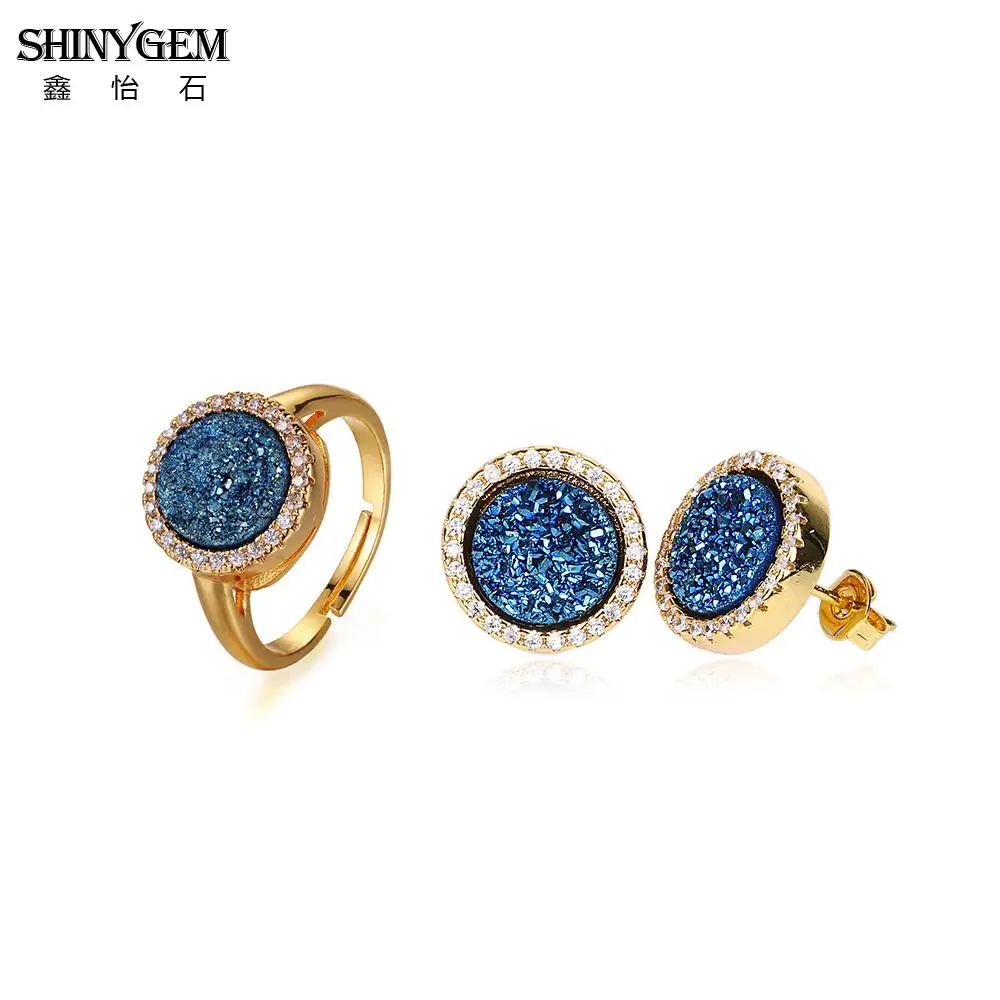 ShinyGem 10 мм натуральные круглые серьги со стразами/кольца для женщин микро