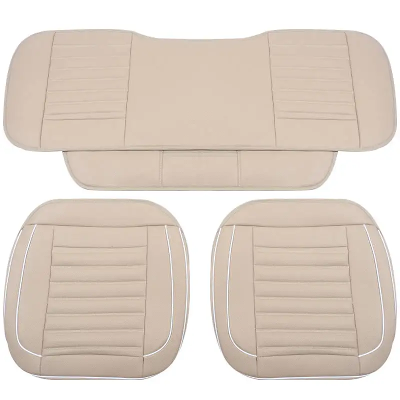 Beige Автомобильное кресло Премиум кожаное автомобильное кресло с выращиванием гречихи сезонов чехол для сиденья водителя для всех седанов - Название цвета: Beige