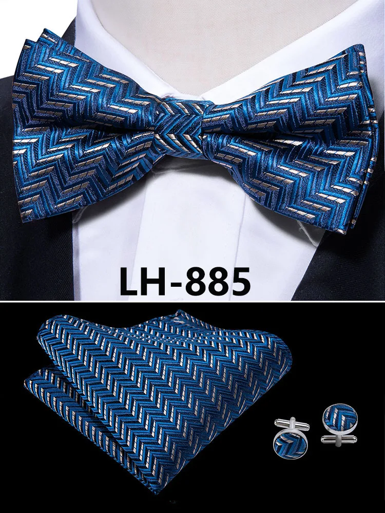 LF-803 Barry.Wang, модные мужские галстуки-бабочки из шелка, белые галстуки-бабочки Пейсли для мужчин, Свадебные вечерние галстуки для жениха, подарок для мужчин - Цвет: LH-885