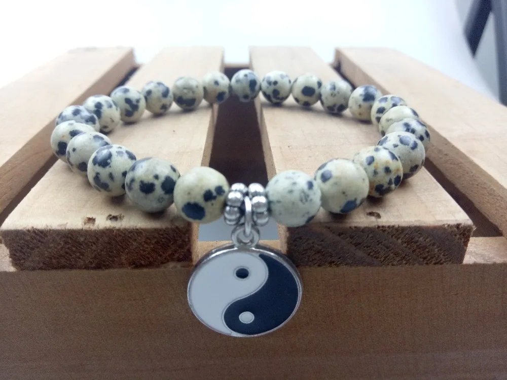 8 мм dalmatianjasper браслет браслеты бусы мала бусины браслета yoga сплетни подвеска |