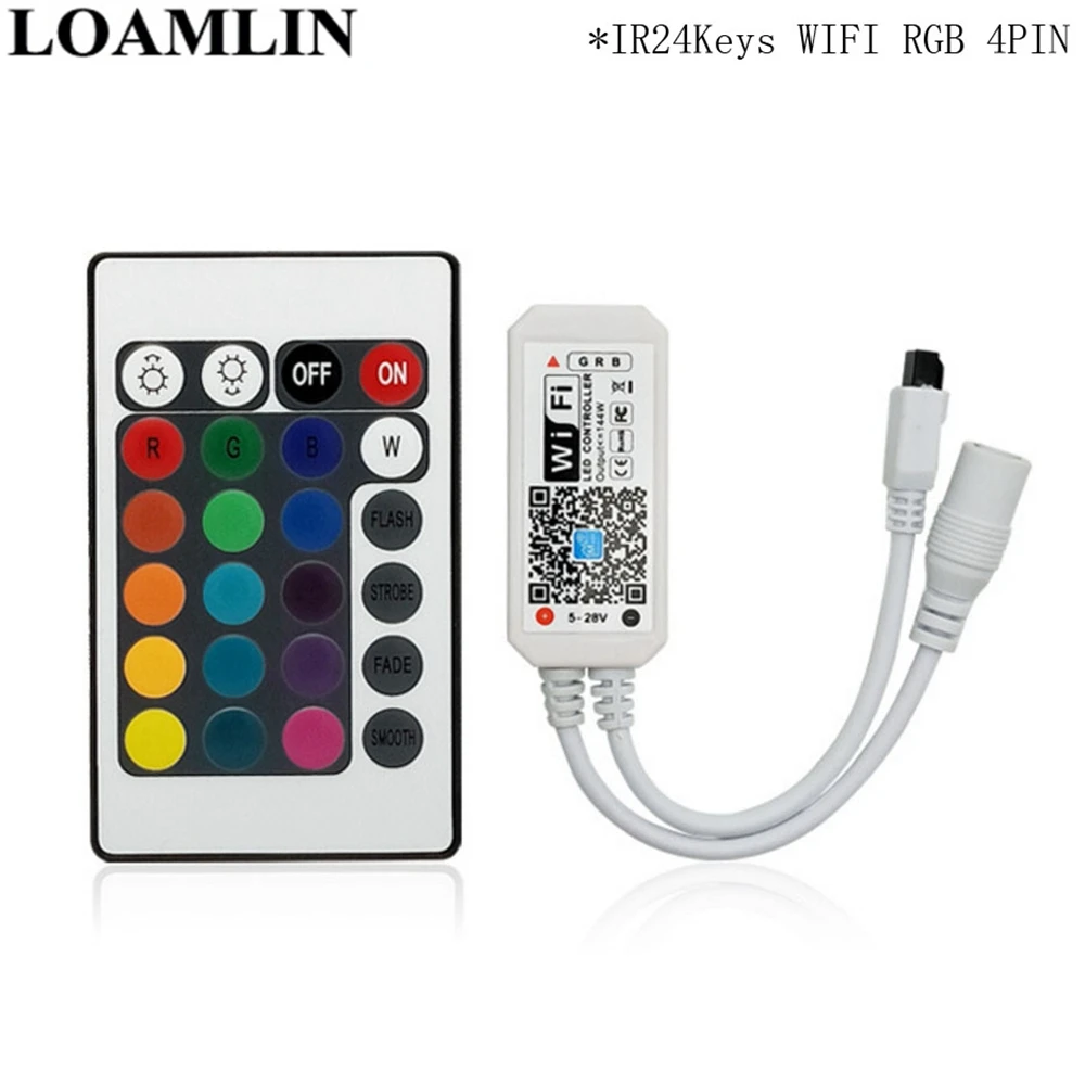 DC5 28V мини WIFI RGB/RGBW/RGBWW Светодиодная лента контроллер музыки от Amazon Alexa Google Home Phone