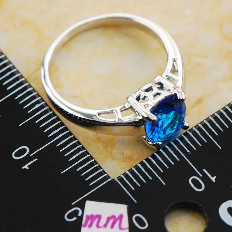 Blue Crystal Zircon 925 Sterling Silver Wedding Party Attractive Design Ring Size 5 6 7 8 9 10 11 12 PR06Min order is $10 | Украшения и