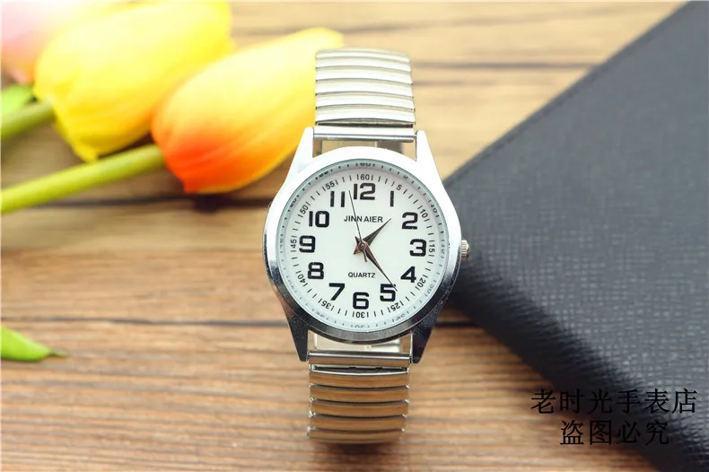 men size white Новая мода, часы для пожилых людей, мужские часы, нержавеющая сталь, эластичный ремешок, кварцевые часы для влюбленных, винтажные часы для пожилых людей, Reloj Hombre - Цвет: men size white