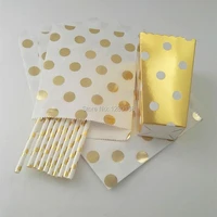 chevron striped dot shiny gold products party favor drinking straws metallic gold popcorn boxes candy gift treat bags
