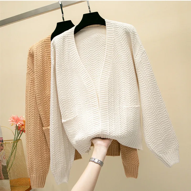 Debowa 2018 SpringAutumn Women Sweater V Neck Knitted Sweaters Casual Cardigans 4 Colors Open Stitch Jumper |
