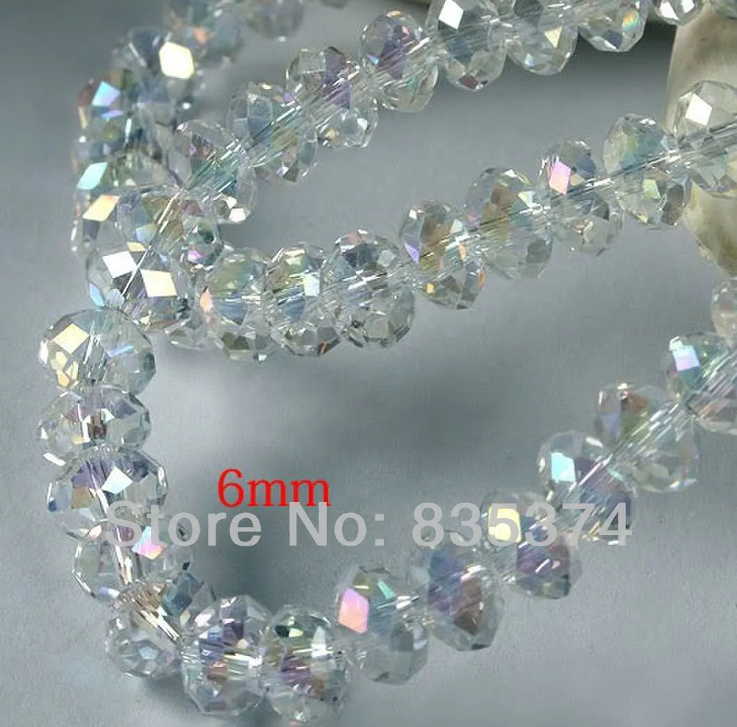 

Free shipping!6mm AB color Cut & Faceted Glass Beads.Spacer Beads