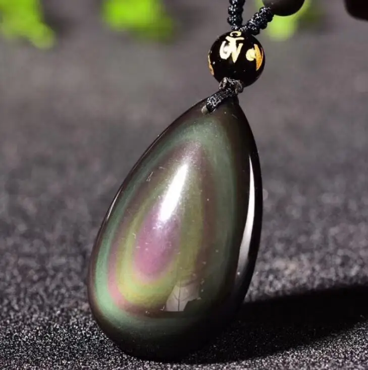 Прямая поставка Радужный глаз Подвеска из натурального обсидиана подвеска в
