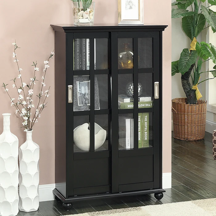 Простой зеленый пригодными для жизни американский стеклянная дверь книжный шкаф